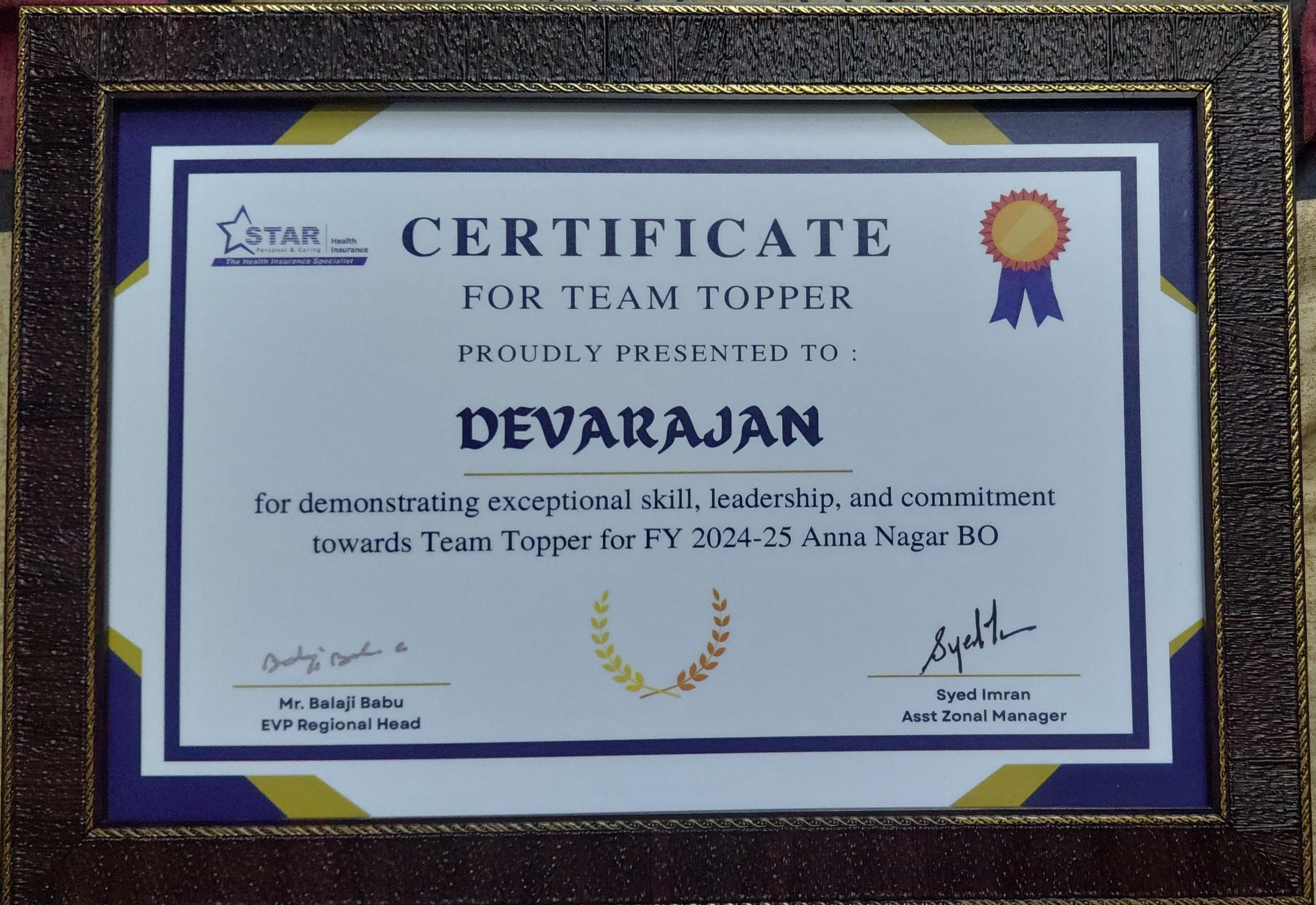 Team Topper for Fy 2024-25